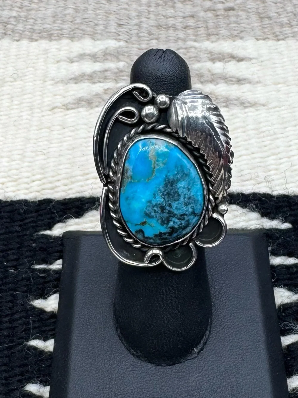 Vintage Navajo Native American Sterling Silver Natural Turquoise Ring 5.5